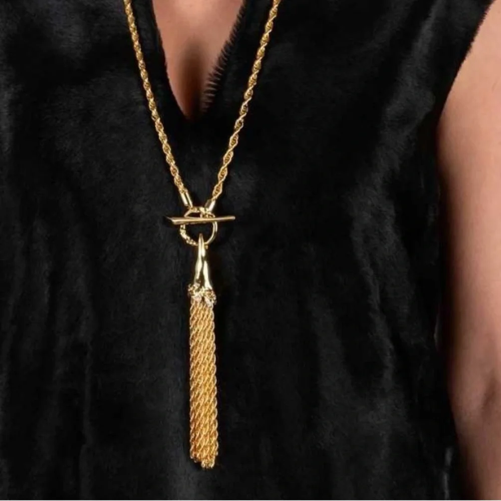 ALEXIS BITTAR • Brut Molten Gold Long Tassel Necklace